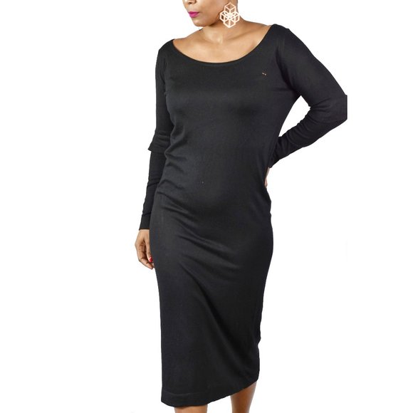 midi black sweater dress